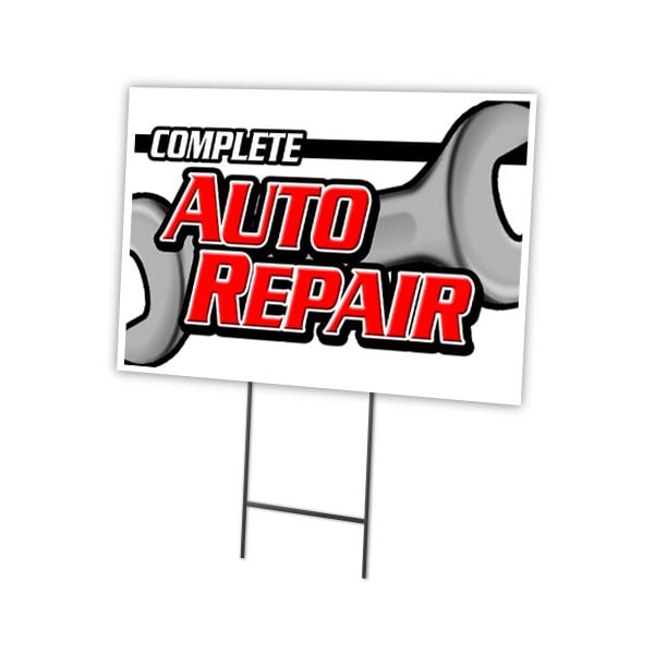 Complete Auto Repair Yard Sign & Stake outdoor plastic coroplast window, C-1824 Complete Auto Repair